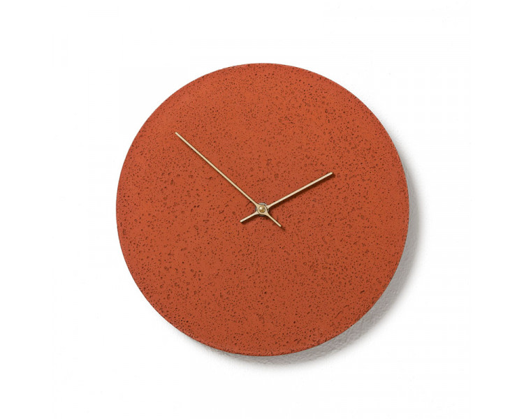 Betonové hodiny 30 cm - červené/břízové