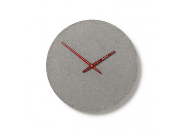 Betonové hodiny 30 cm - šedé/červené s gravírováním