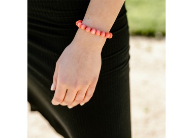 Korálkový náramek dívčí - lososově růžový