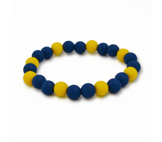 Náramek ze silikonových korálků - žlutý/modrý