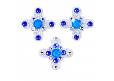 Amulet - stříbrná/modré krystaly