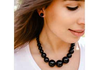 Dřevěné korále krátké – černé